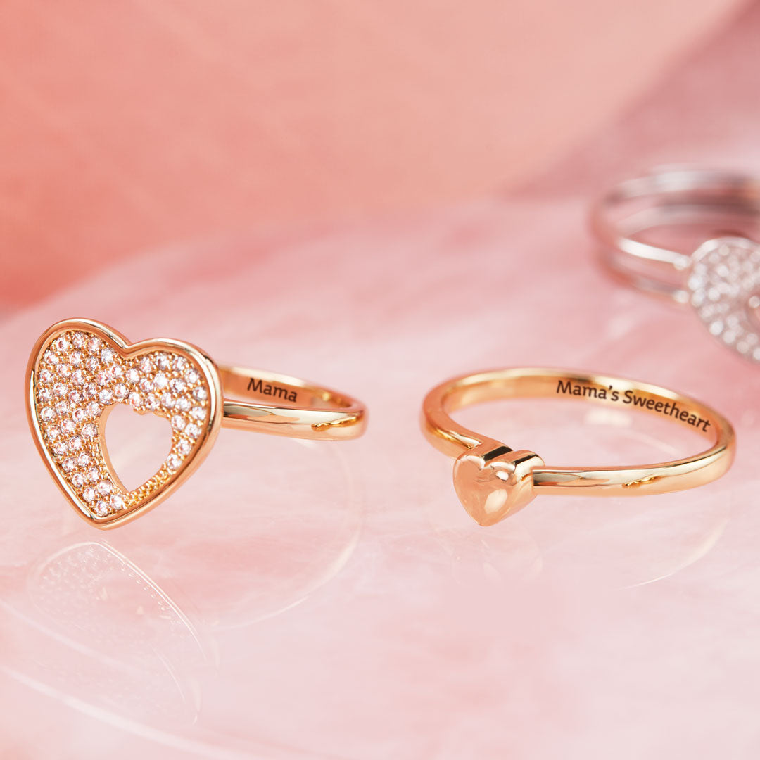 Mama & Sweetheart Heart Shape Matching Ring Set