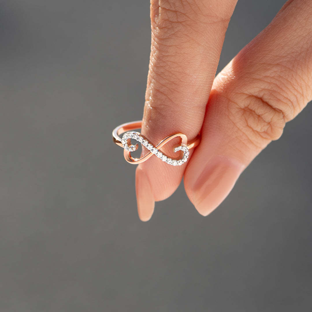 Forever Connected Two Hearts Infinity Ring