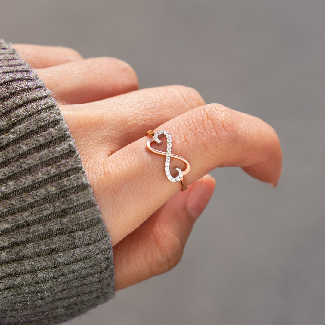 Forever Connected Two Hearts Infinity Ring
