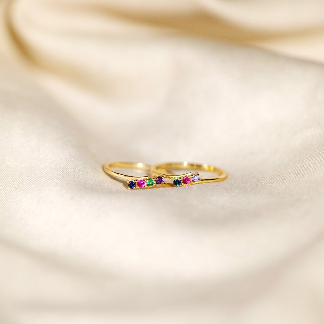 「ママの永遠の愛」パーソナライズ可能な1～5人の子供用誕生石バイパスリング