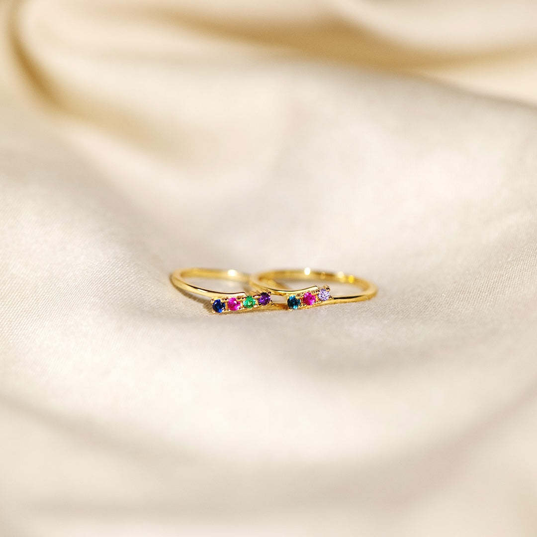 「ママの永遠の愛」パーソナライズ可能な1～5人の子供用誕生石バイパスリング