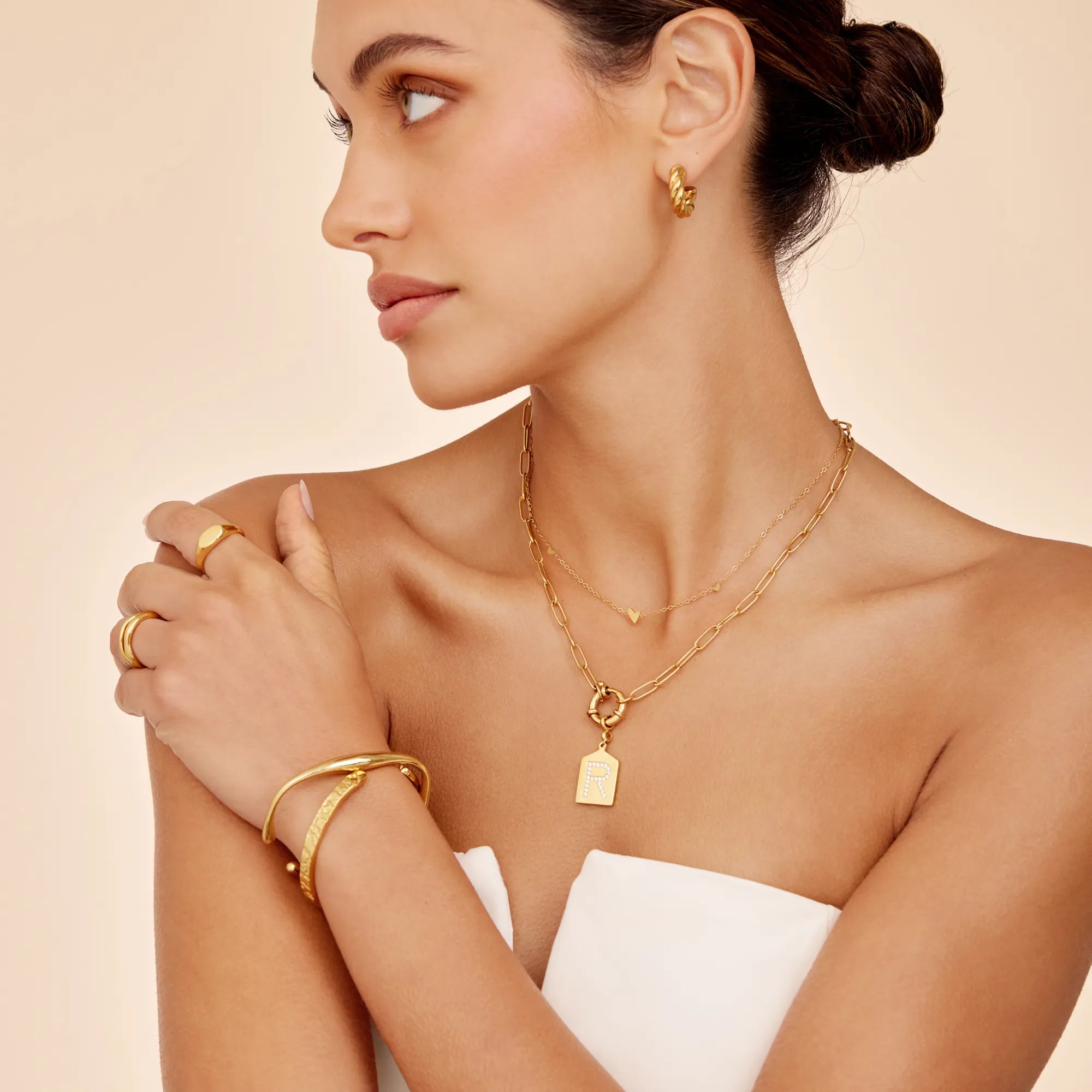 パヴェ×イニシャル ペンダントネックレス