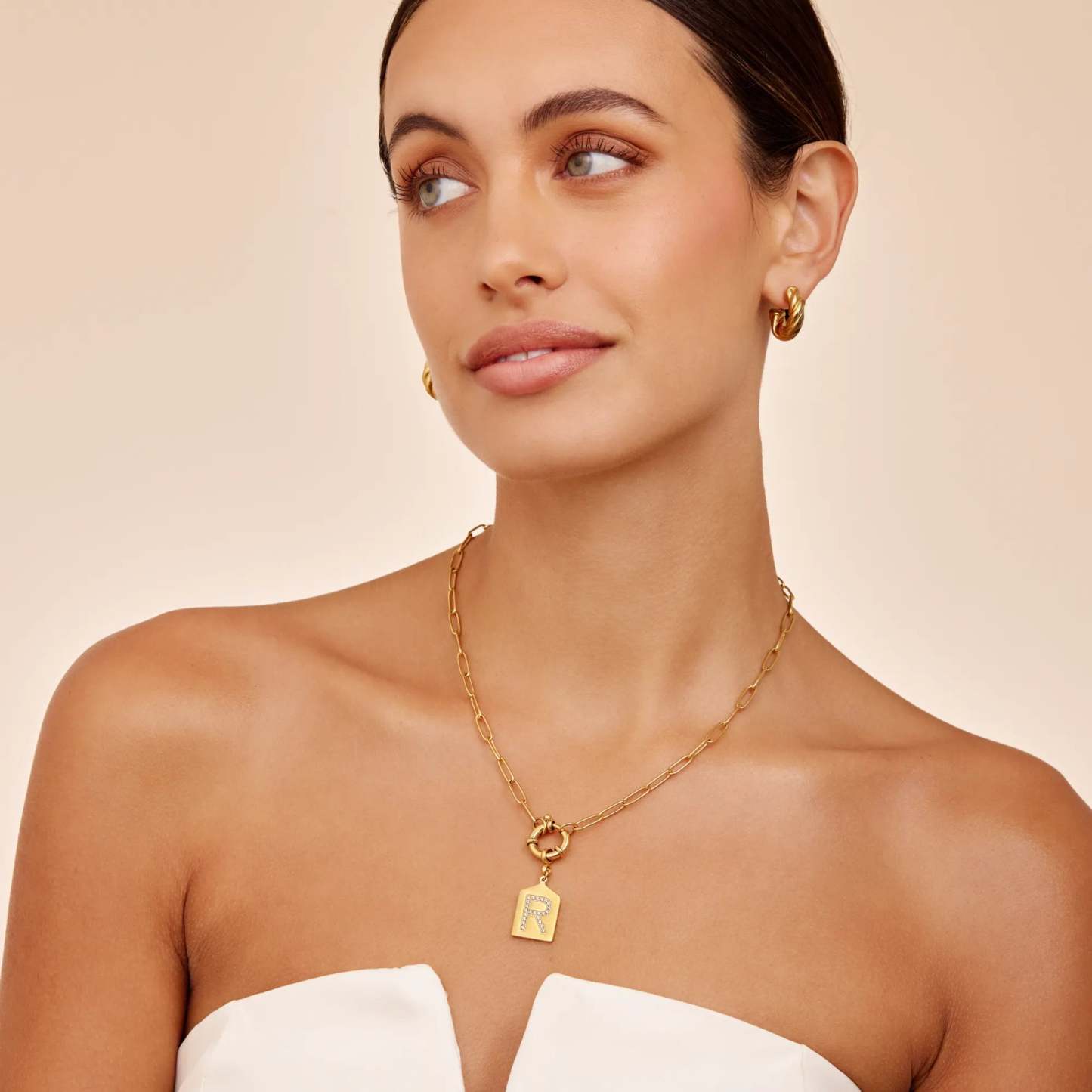 パヴェ×イニシャル ペンダントネックレス