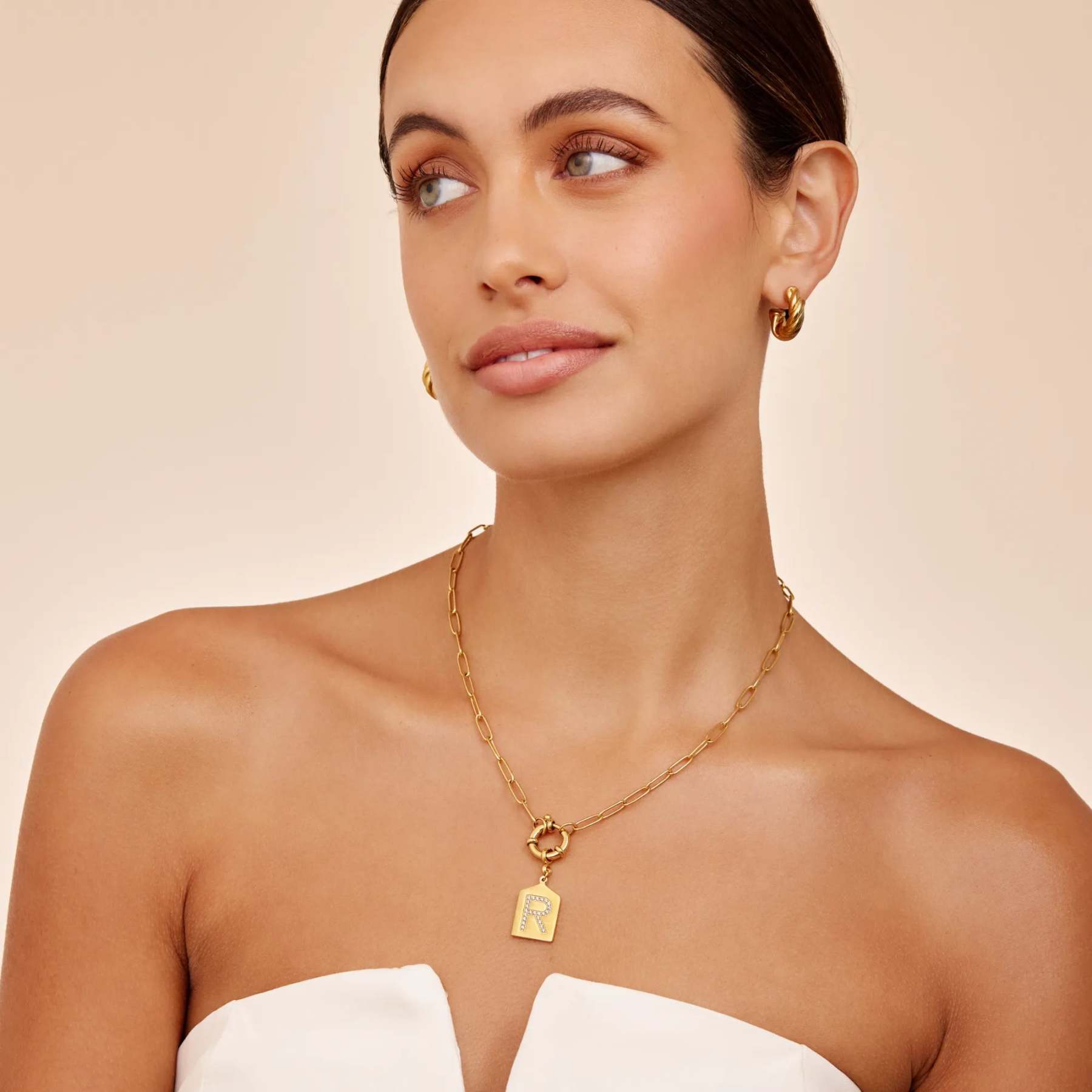 パヴェ×イニシャル ペンダントネックレス