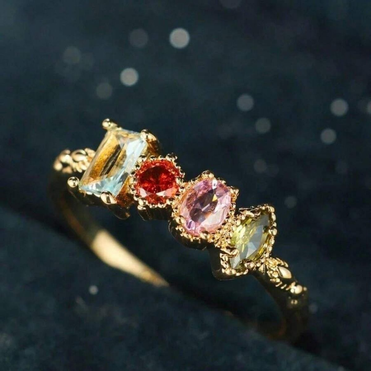 Personalized Multiple Stones Grandma Mom Family Ring