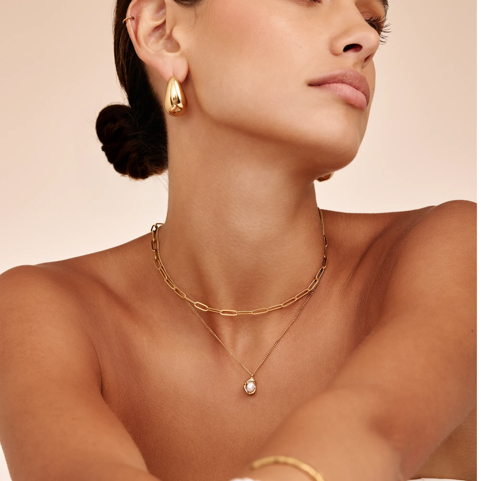 ゴールドパール ドロップネックレス