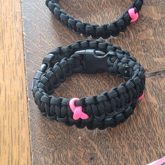 Black And Pink Ribbon Breast Cancer Awareness Bracelet