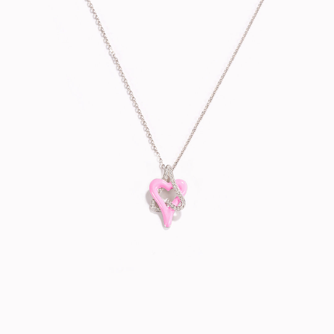 Badass Girl Gang Pink Heart Linked Neckalce