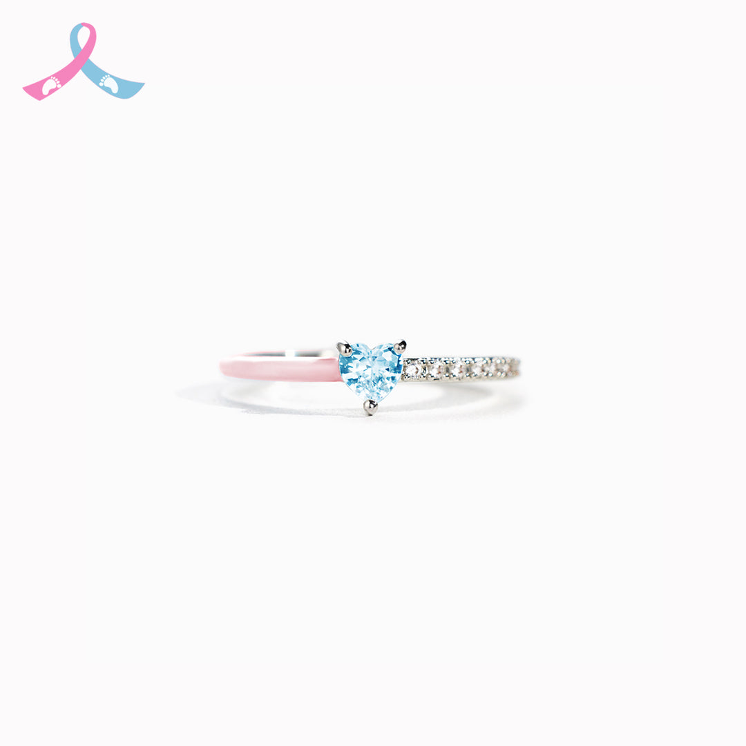 Mama Of An Angel Pink/Blue Heart Ring