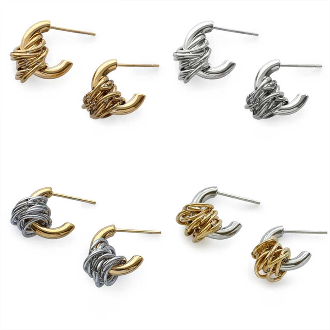 「ツートーン・ノット」スタッドピアス