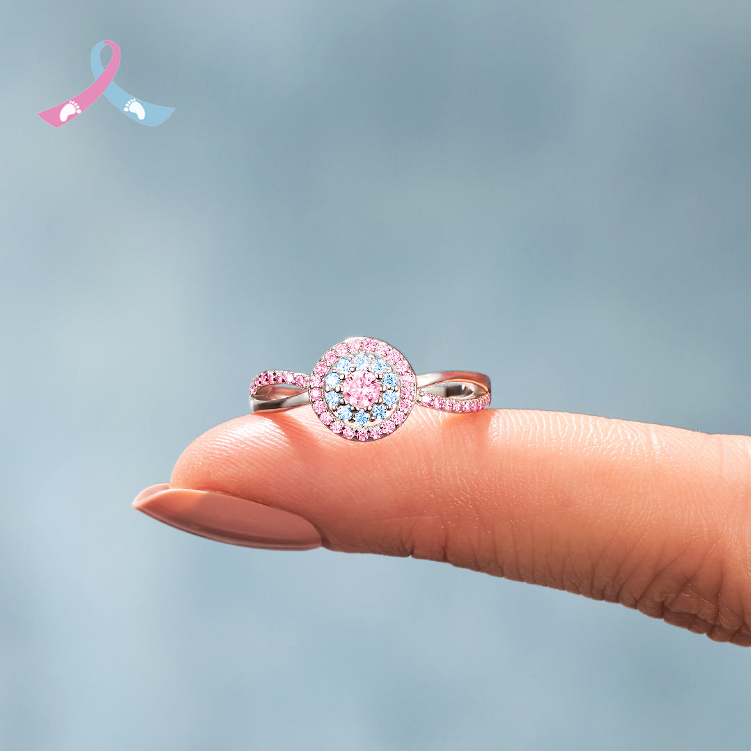 Mama Of An Angel Blue&Pink Circle Ring