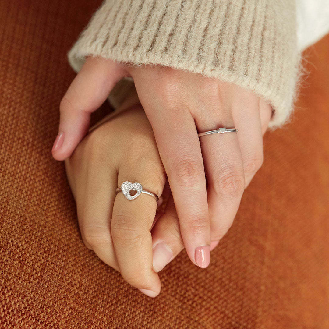 Mama & Sweetheart Heart Shape Matching Ring Set
