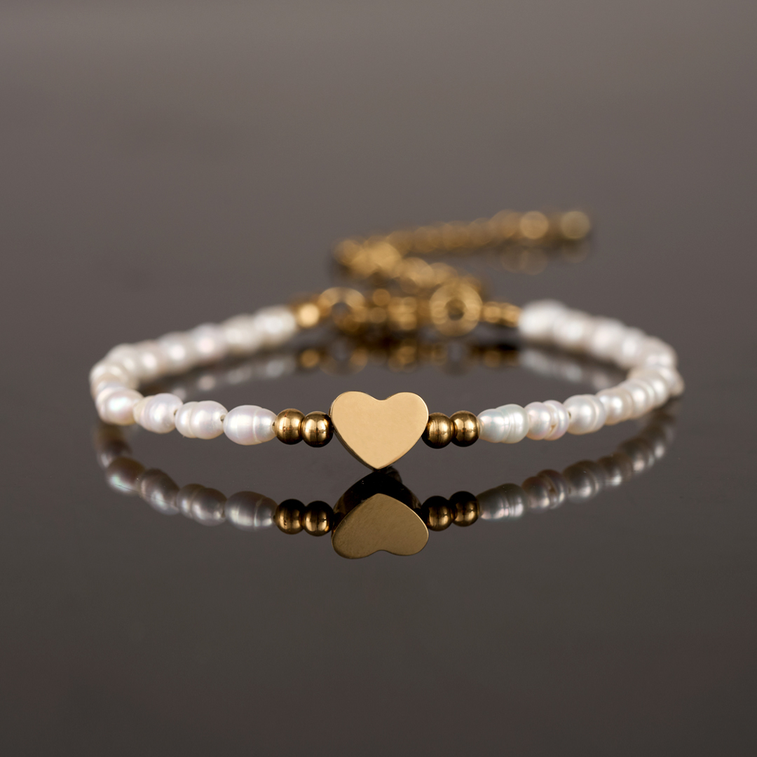 お父さまを偲んで パールハートブレスレット