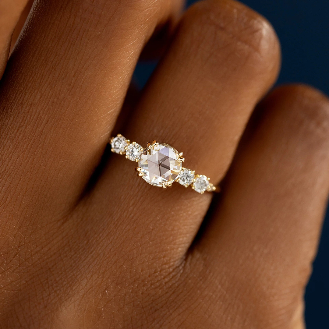 Self Love Double Prong Rose Cut Moissanite Diamond Ring