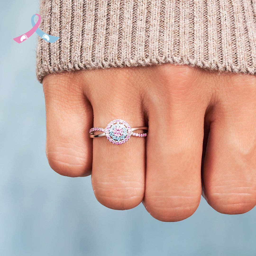 Mama Of An Angel Blue&Pink Circle Ring