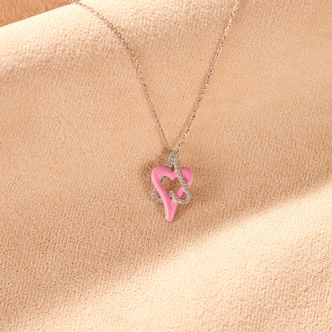 Badass Girl Gang Pink Heart Linked Neckalce