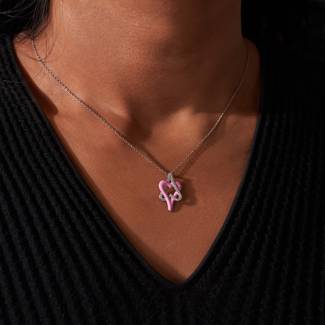 Badass Girl Gang Pink Heart Linked Neckalce