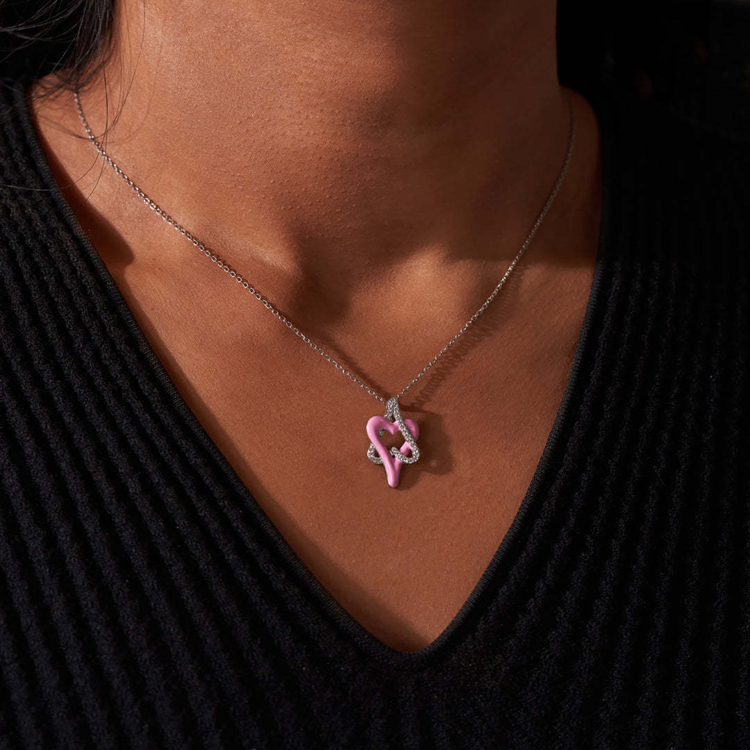 Badass Girl Gang Pink Heart Linked Neckalce
