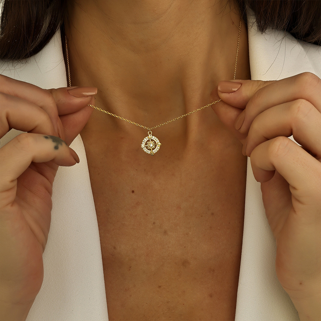 New Chapter Graduation Diamond Compass Necklace