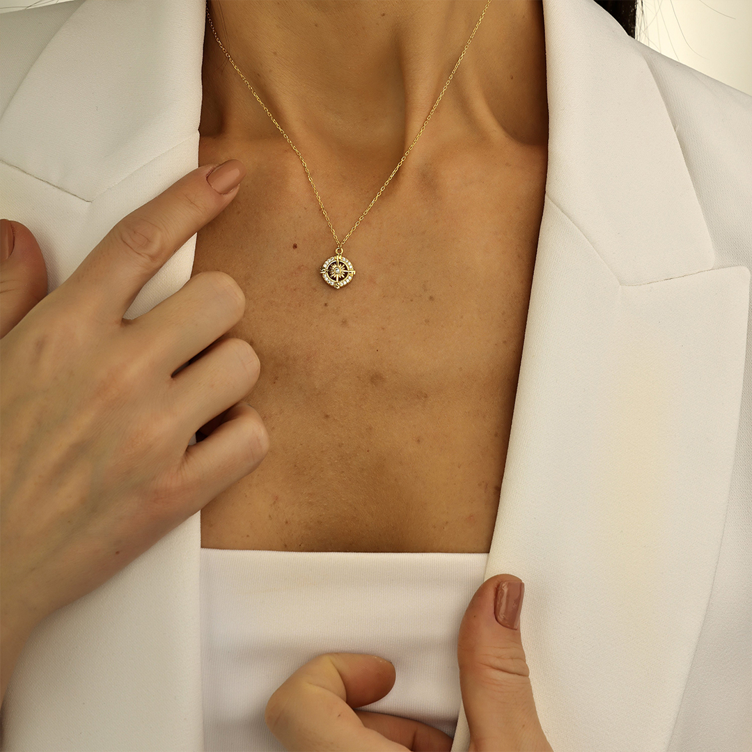 New Chapter Graduation Diamond Compass Necklace