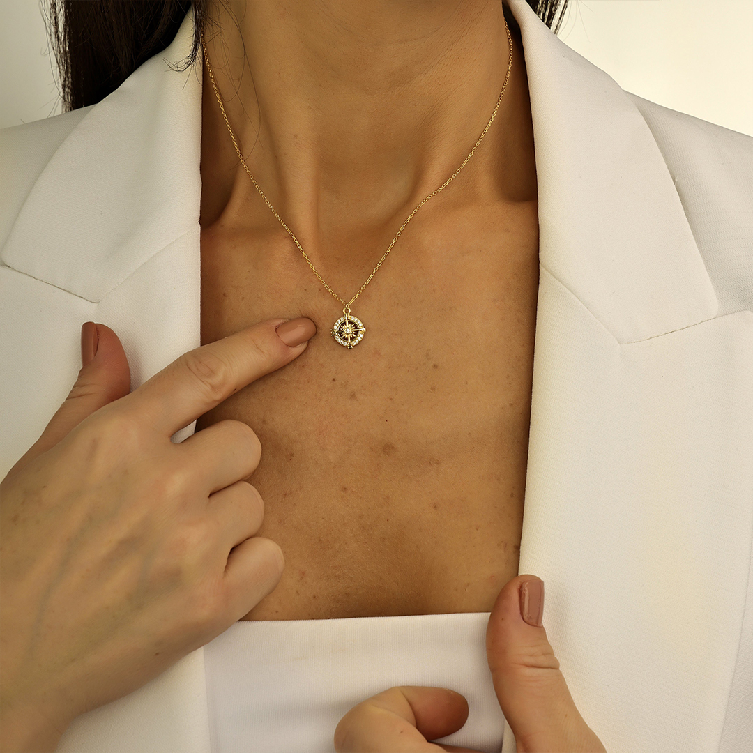 New Chapter Graduation Diamond Compass Necklace