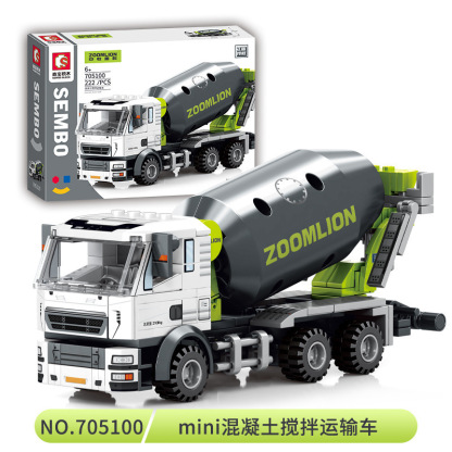 SB Construction Vehicles Building Block Sets – Crane, Bulldozer, Excavator, and Cement Mixer