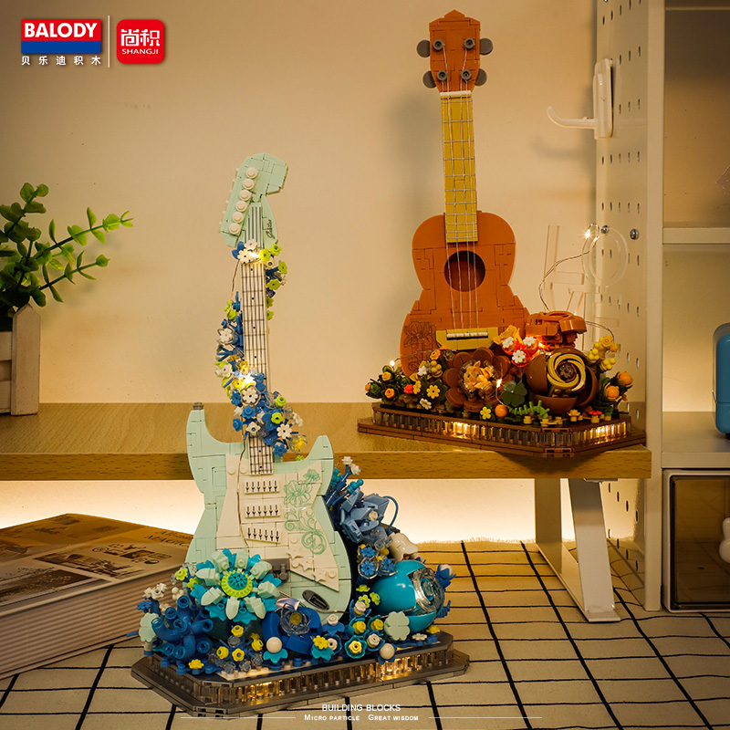 Musical Instrument Series – Bass, Guitar, Violin, and Piano Building Block Sets