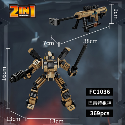 2-in-1 Gun/Robot Building Block Set | 5 Styles Combine into 1 Mega Robot