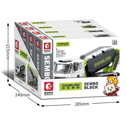 SB Construction Vehicles Building Block Sets – Crane, Bulldozer, Excavator, and Cement Mixer