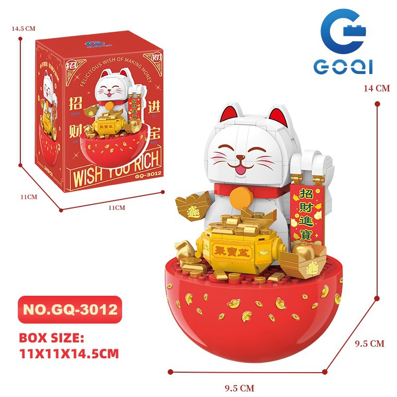 GQ Maneki-neko Daruma Style Building Block Set