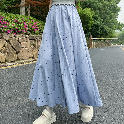 블루 도트무늬 치마바지