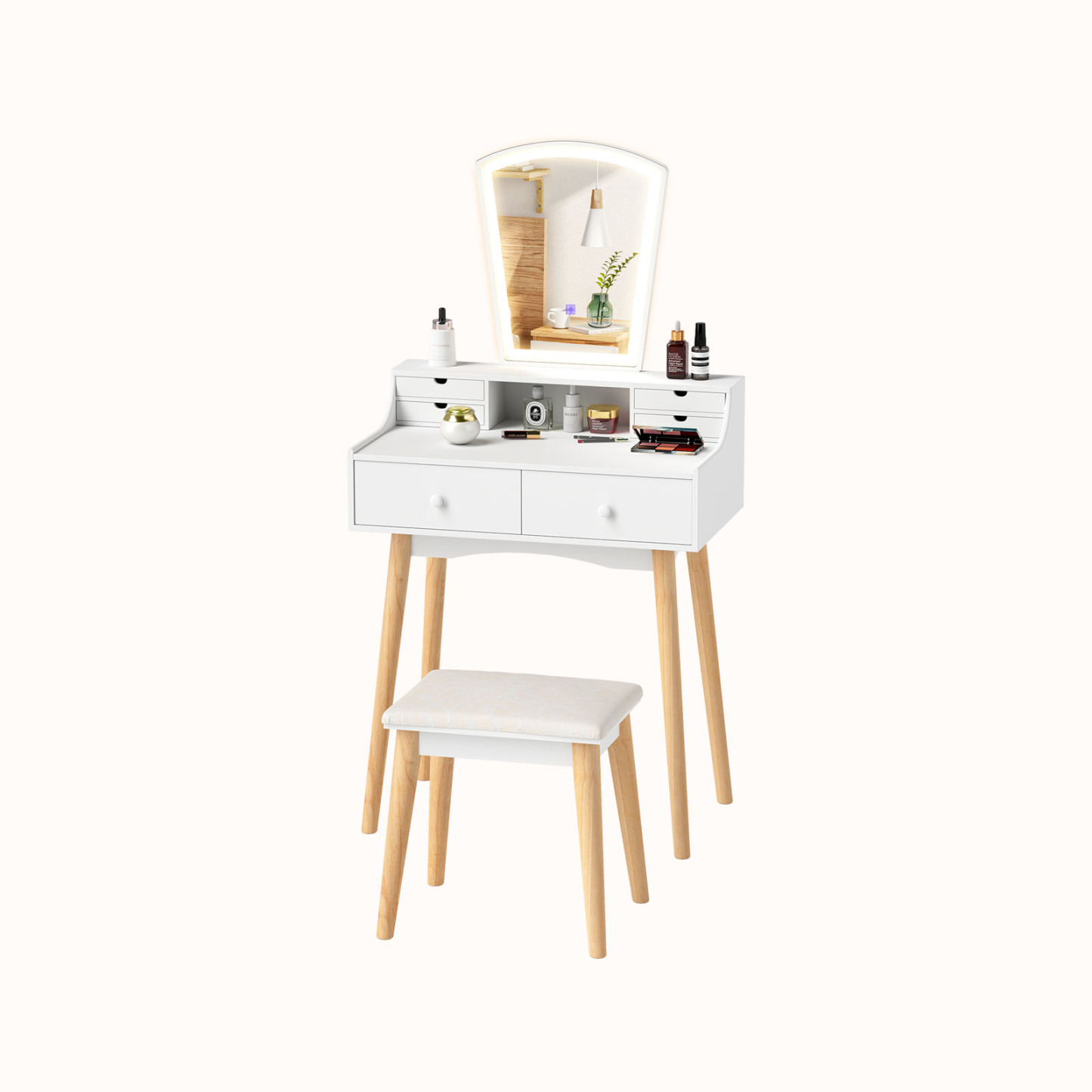 Ellegnt Dressing Table/ Vanity Makeup Table with 6 Drawers