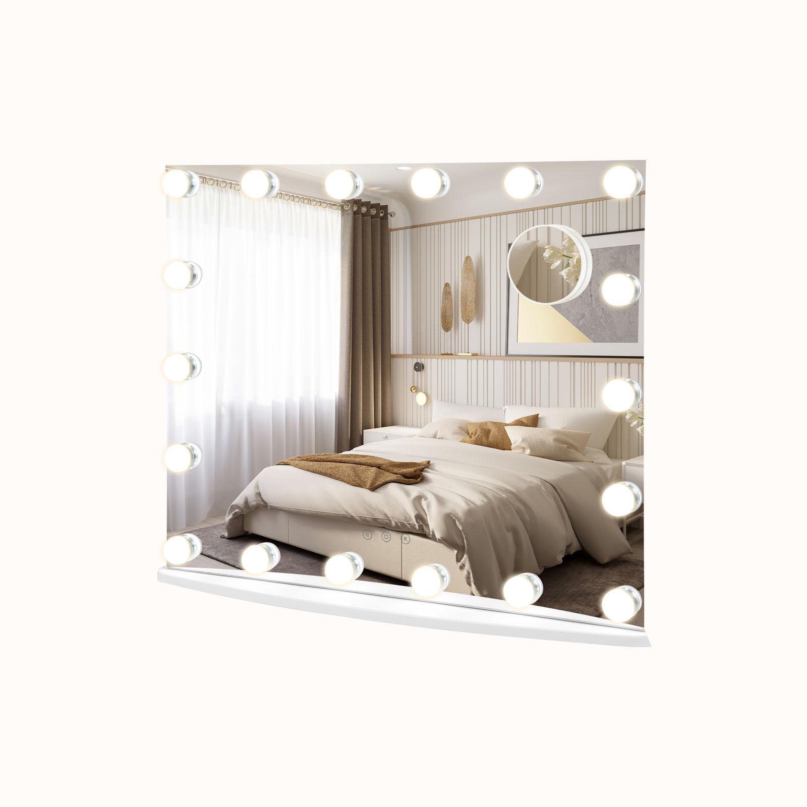 Ellegnt 65 cm Vanity Tabletop and Wall-Mounted Mirror with 18 Dimmable LED Bulbs