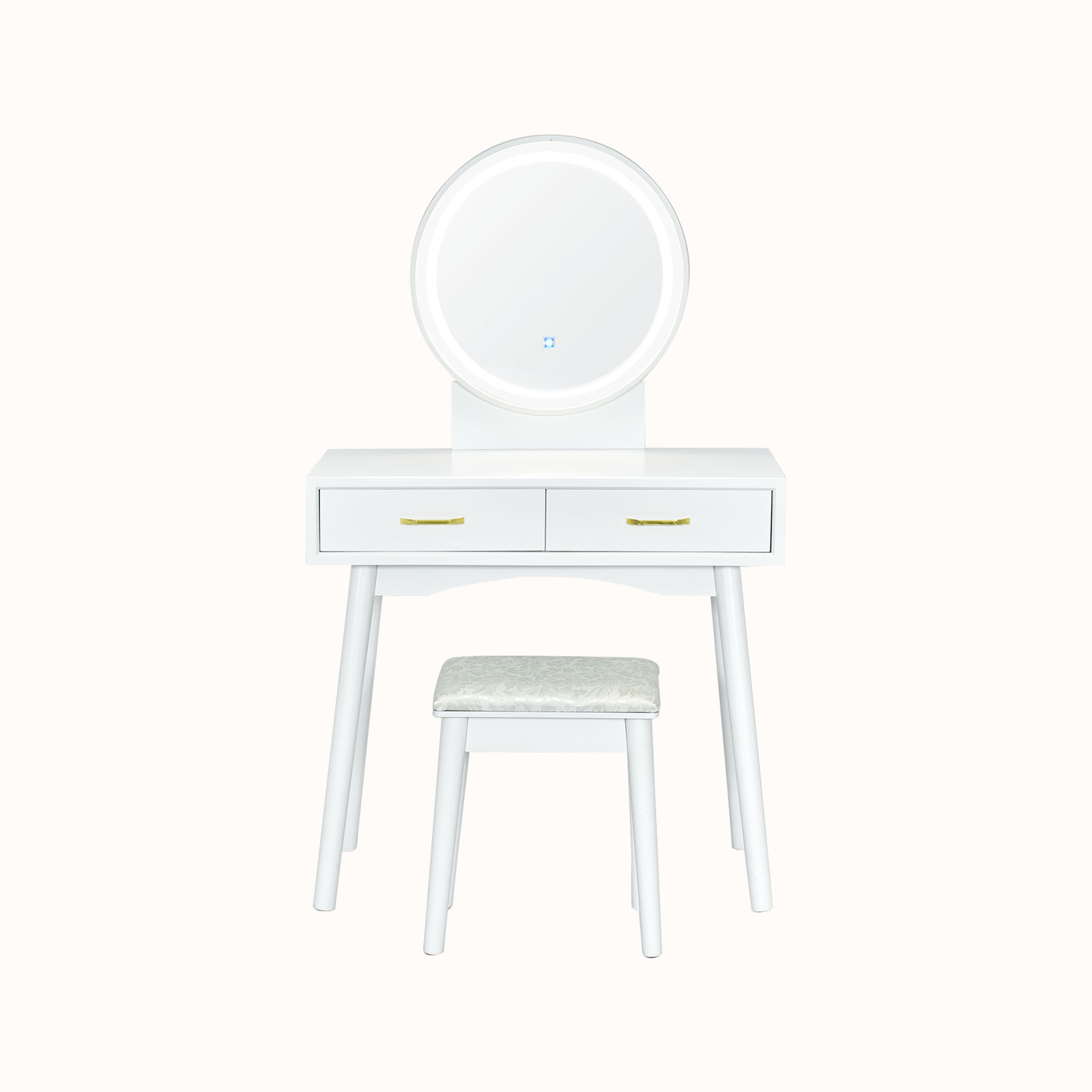 Ellegnt Dressing Table/ Vanity Set with Rounded and Lighted Mirror in 3 Light Colors