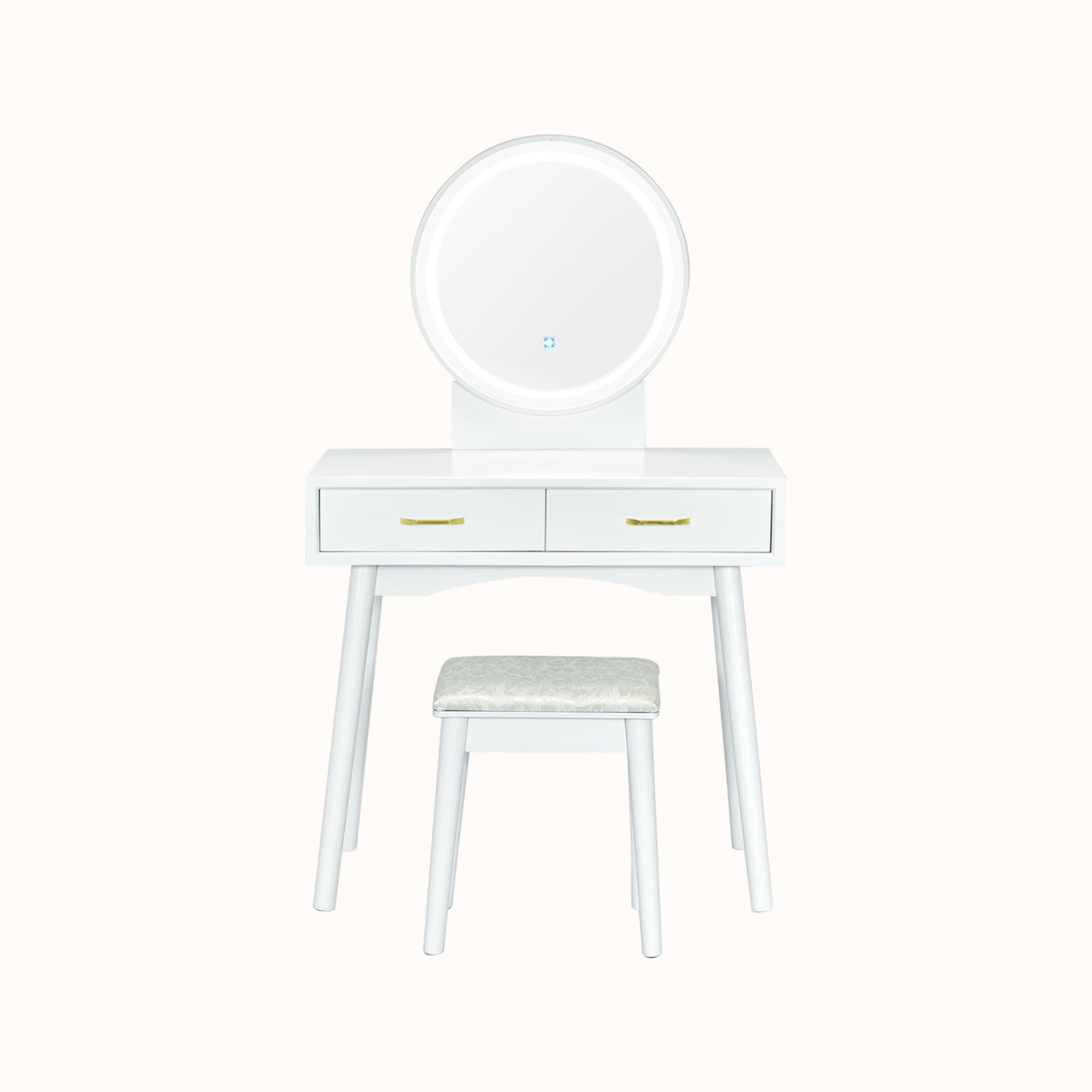 Ellegnt Dressing Table/ Vanity Set with Rounded and Lighted Mirror in 3 Light Colors