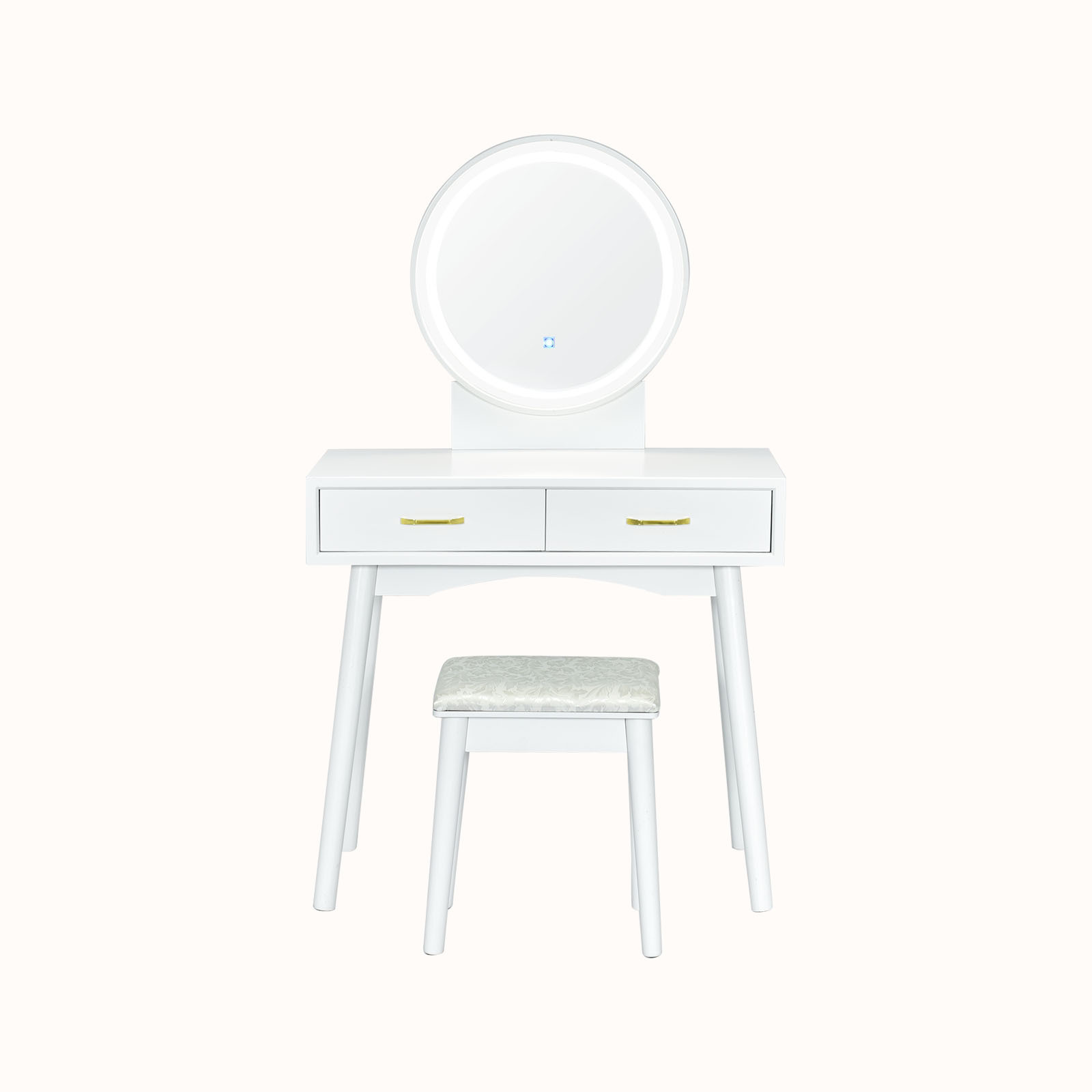Ellegnt Dressing Table/ Vanity Set with Rounded and Lighted Mirror in 3 Light Colors