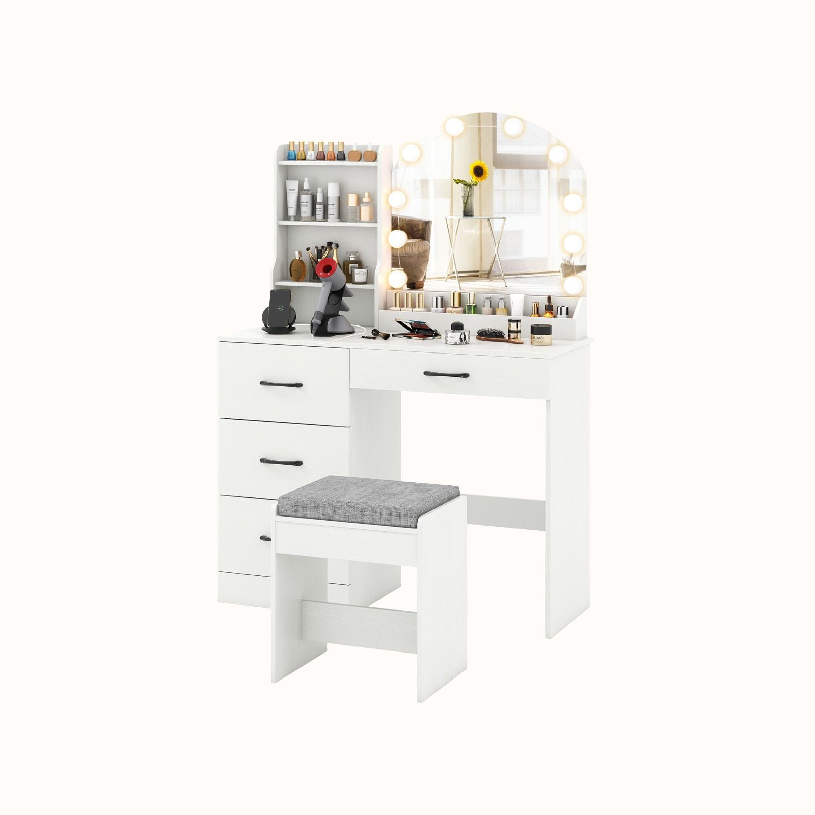 Ellegnt Dressing Table/ Makeup Vanity Desk with Mirror and Lights Dressing Table