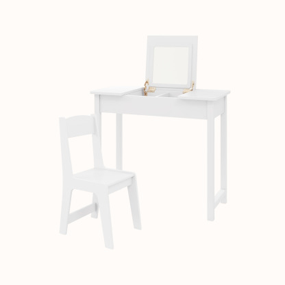 Ellegnt Kids Dressing Table /Vanity Set with Flip Top Mirror and Anti-toppling Device