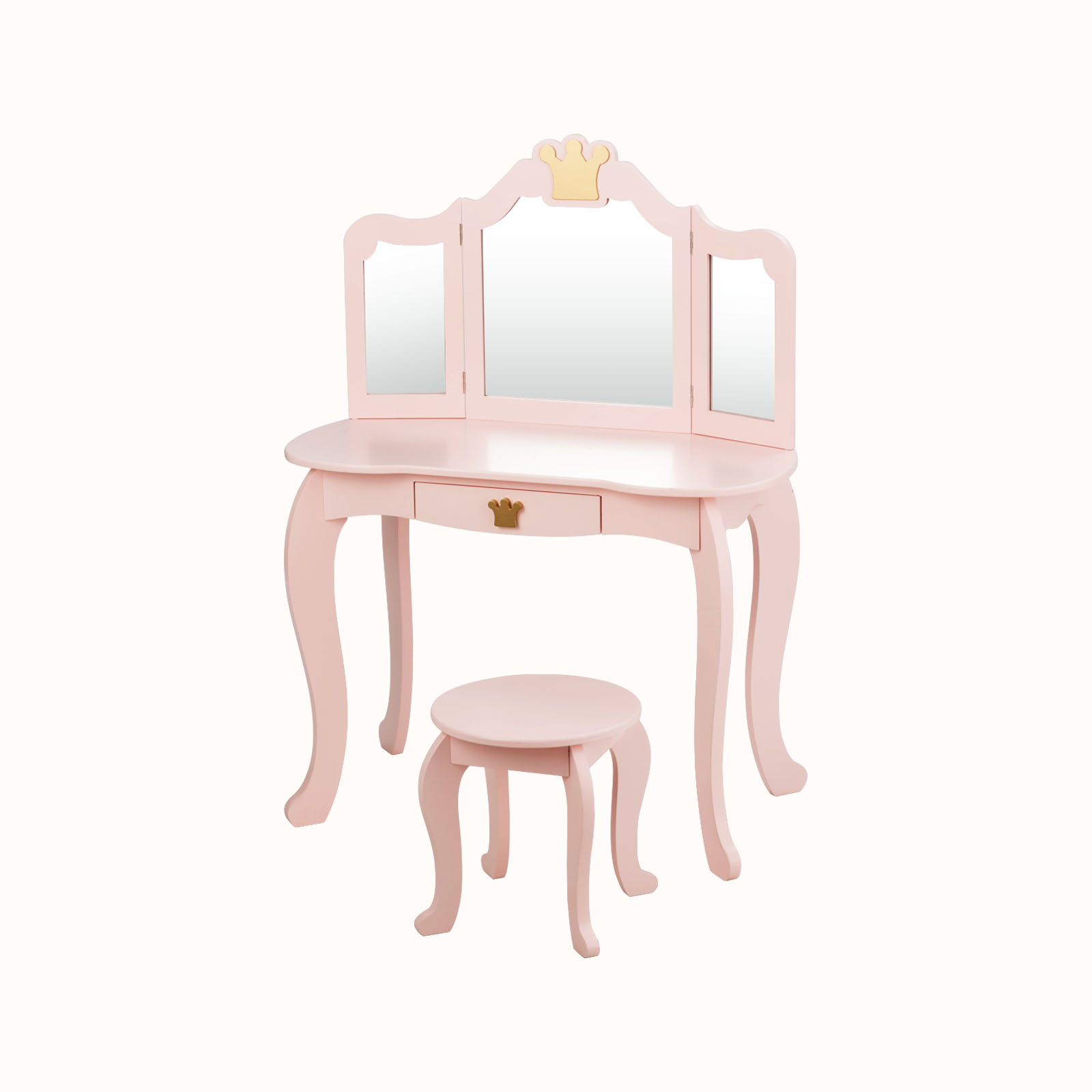 Ellegnt Kids Dressing Table/ Vanity Table and Chair Set with Mirror & Drawer