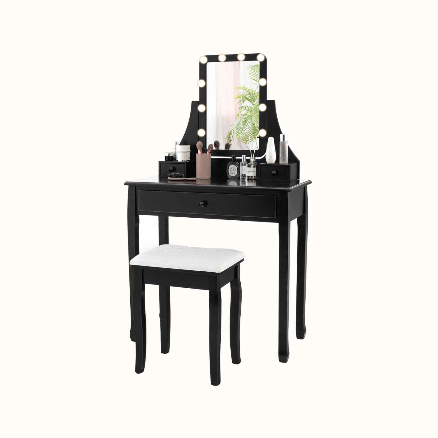 Ellegnt Dressing Table/ Makeup Vanity Set with 10 Dimmable LED Lights and Mirror