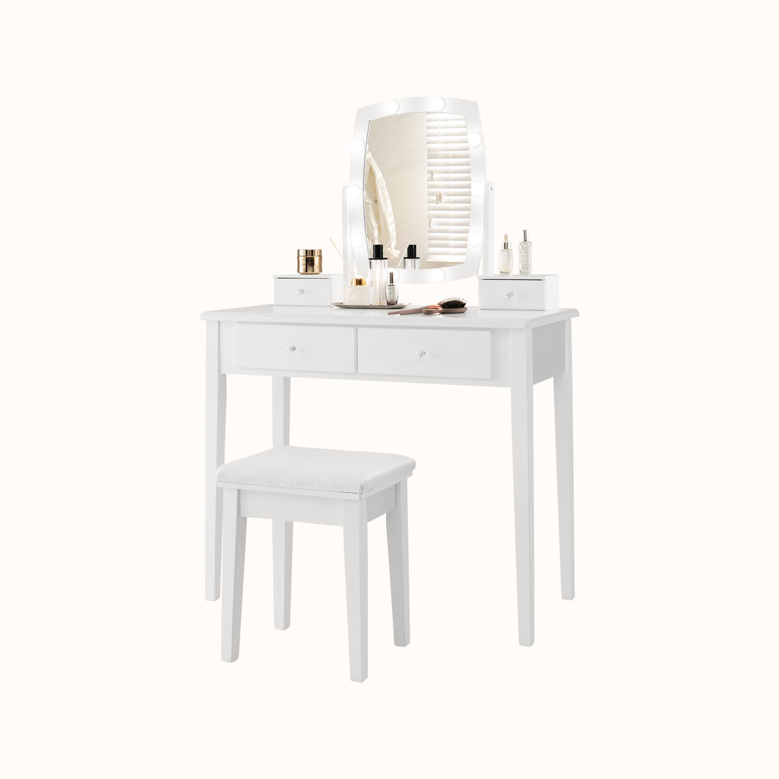 Ellegnt Dressing Table with 3-Colour Dimmable LED Lights