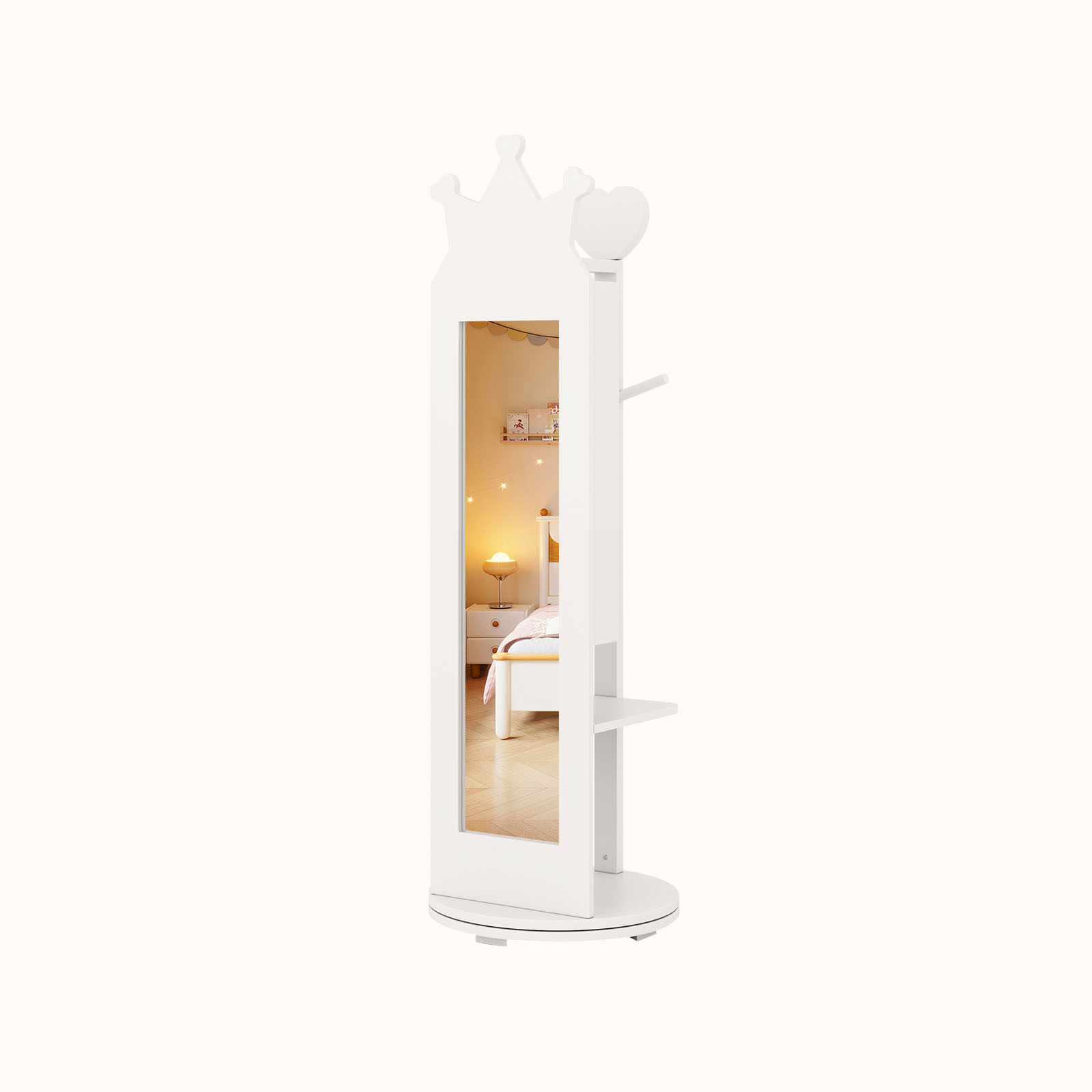 Ellegnt Kids Jewelry Cabinet 360-degree Rotating with Mirror and Clothes Rack