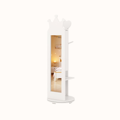 Ellegnt Kids Jewelry Cabinet 360-degree Rotating with Mirror and Clothes Rack