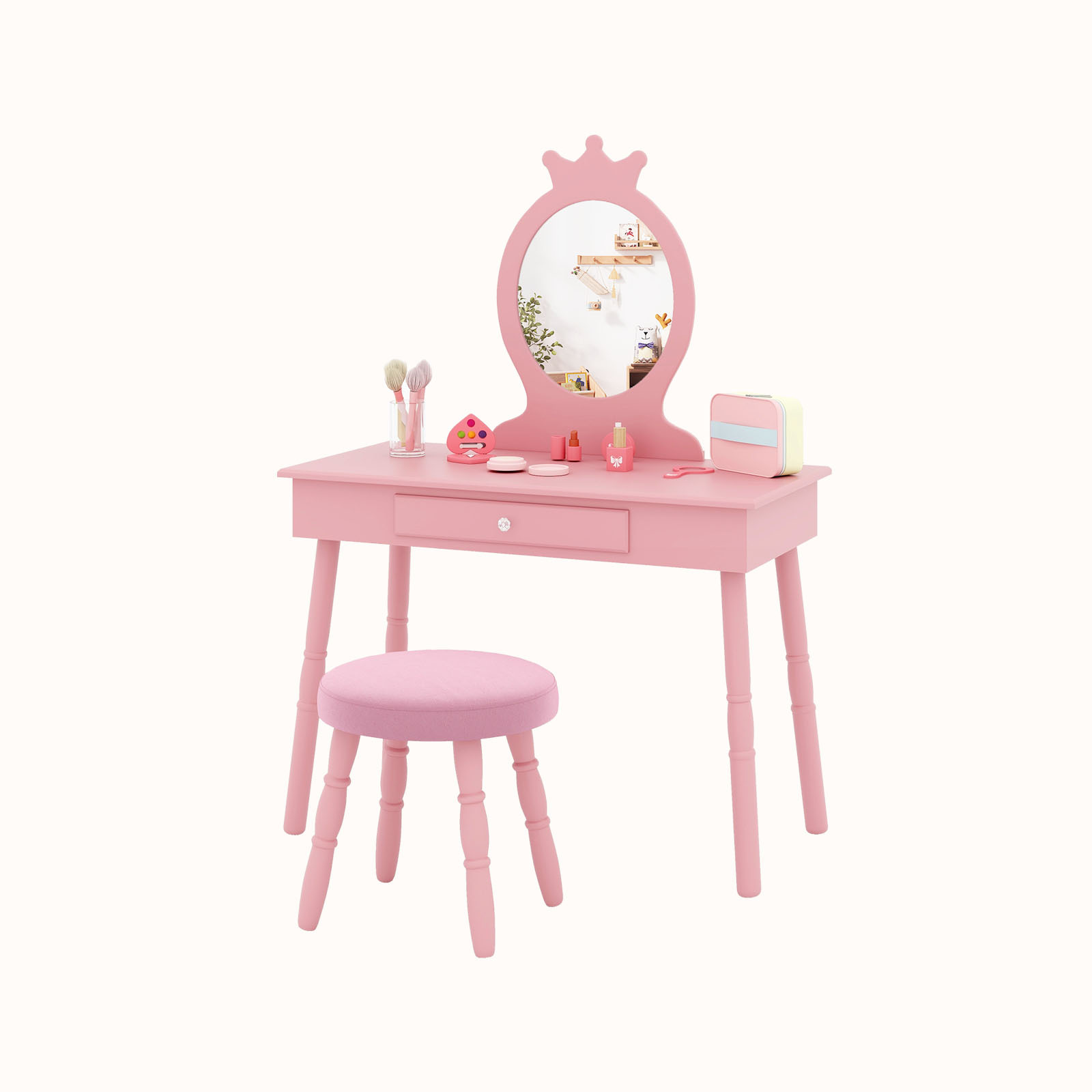 Ellegnt Dressing Table/Vanity Makeup Table Set with Real Mirror