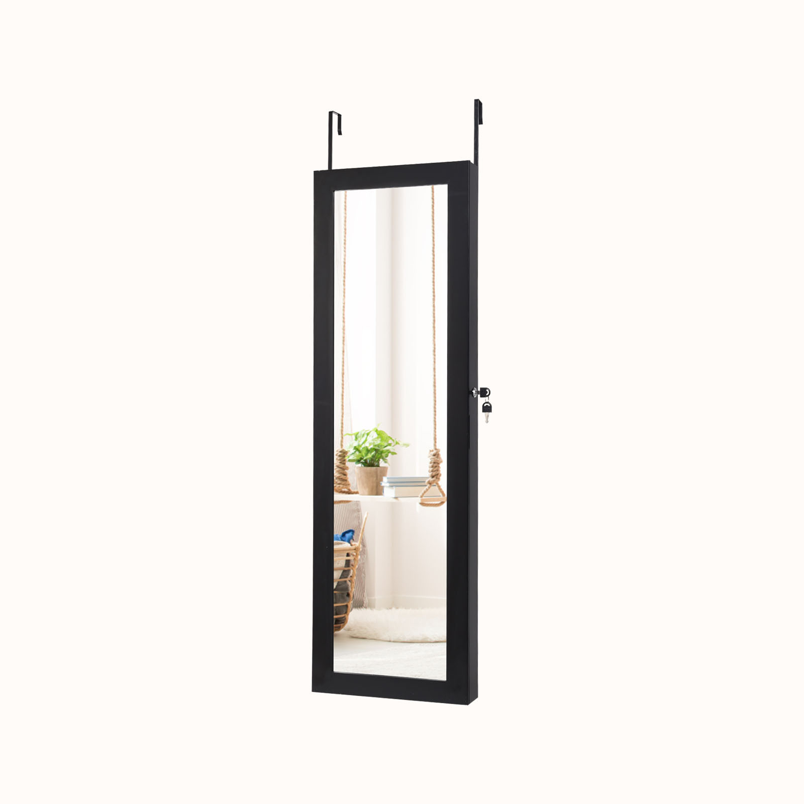 Ellegnt Jewelry Cabinet Lockable with Full-Length Mirror and 15 LED Lights