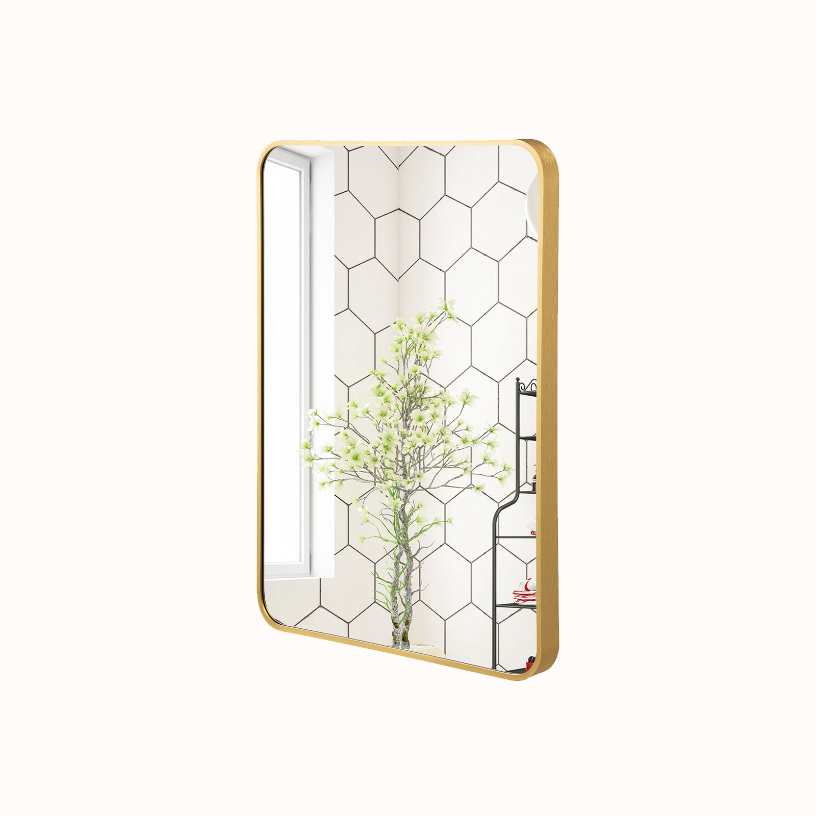 Ellegnt Rectangular Mirror with Aluminum Alloy Frame for Bathroom