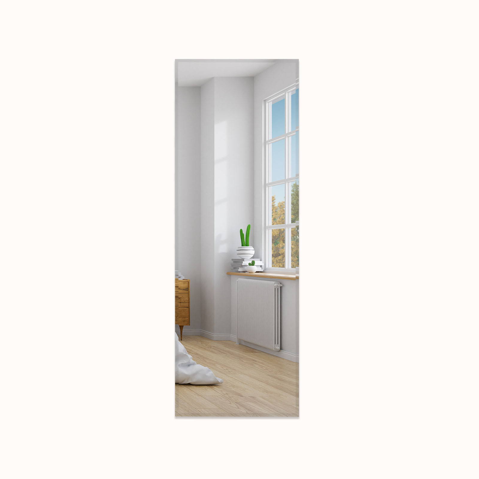 Ellegnt Full Length Rectangle Frameless Mirror with Beveled Edge for Living Room