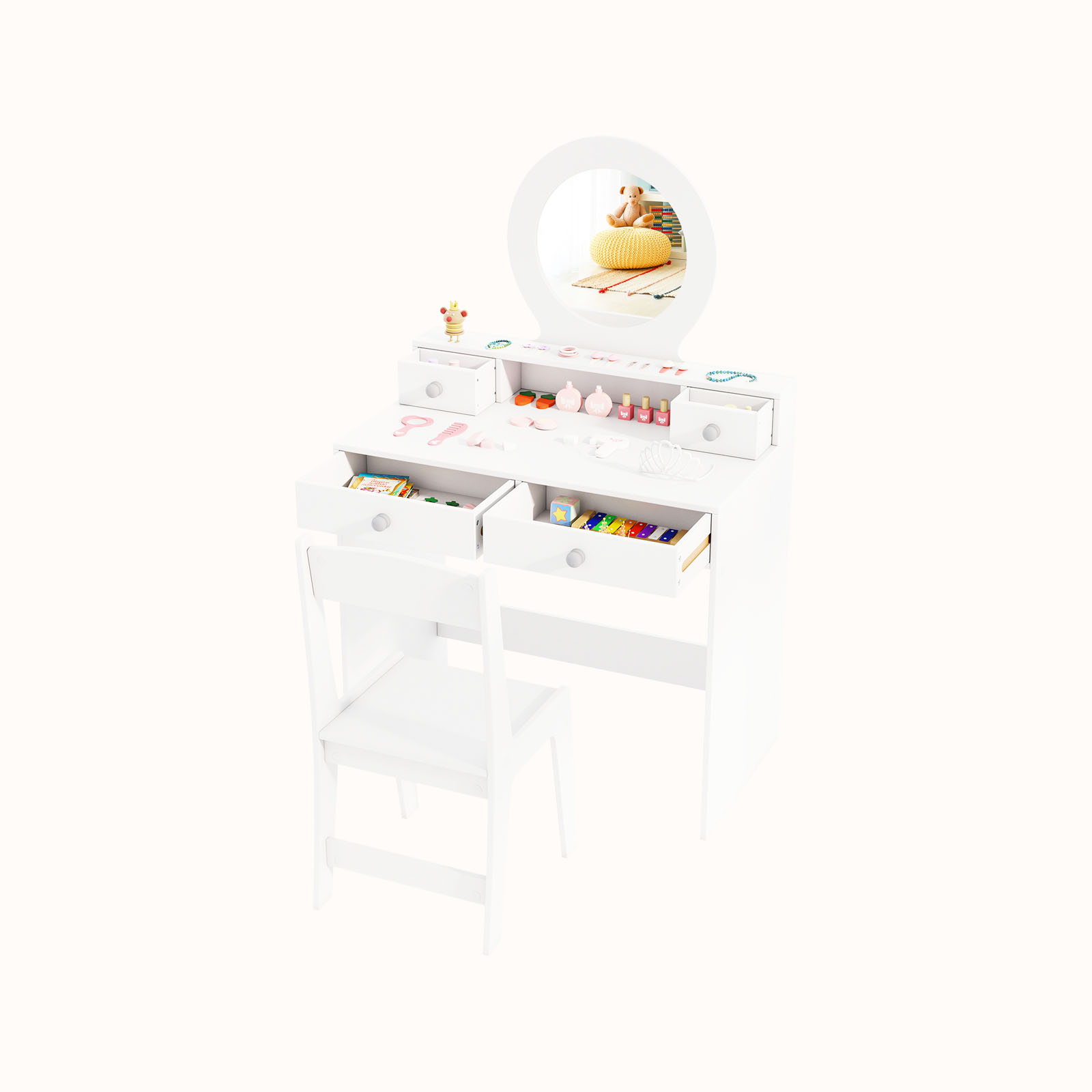 Ellegnt Makeup Dressing Desk and Chair Set with Mirror