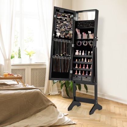 Ellegnt Standing Jewelry Armoire Organizer with Full-Length Mirror