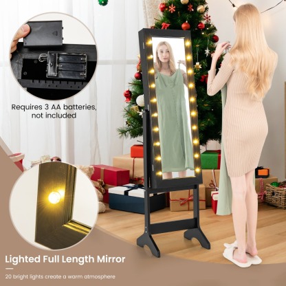 Ellegnt Standing Jewelry Armoire Organizer with Full-Length Mirror